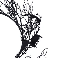 halloween black branch wreath with bats 18in