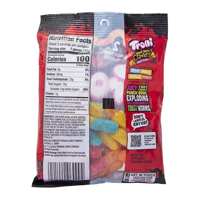 trolli® sour brite crawlers fruit punch gummi candy 3.4oz