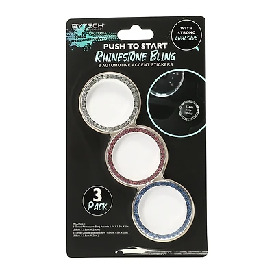 car push to start button rhinestone bling accents 3-pack