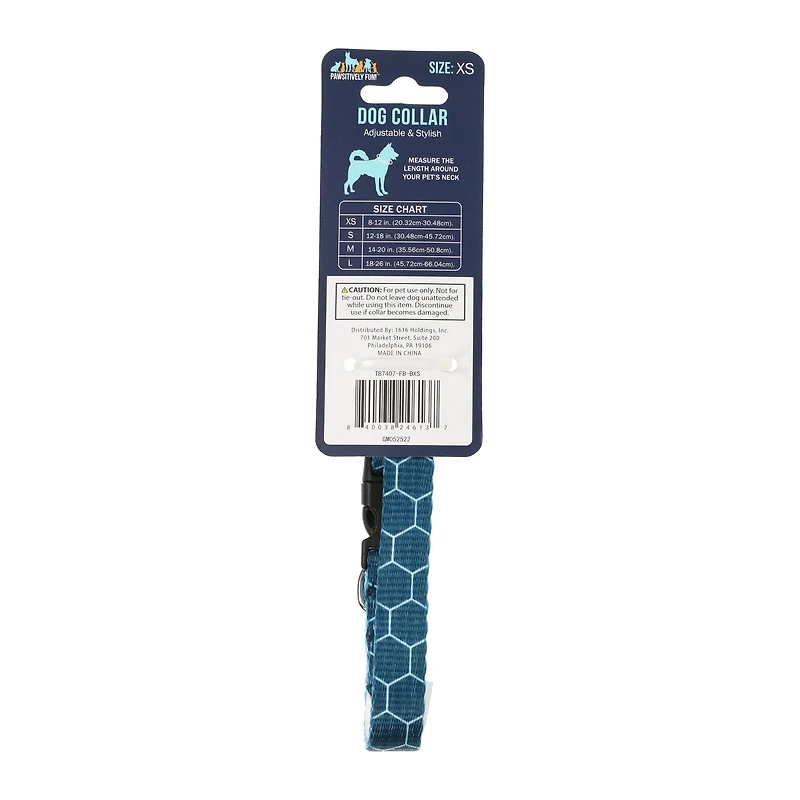 printed blue pet collar