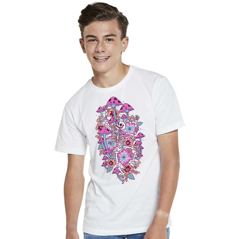skeleton & mushroom graphic tee