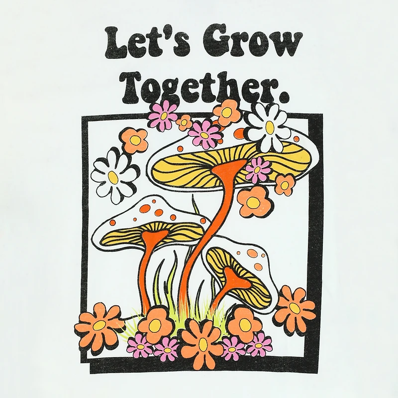 mushroom 'let's grow together' graphic tee