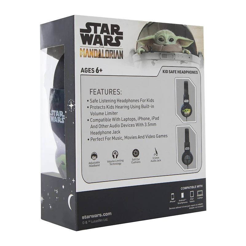 the mandalorian grogu™ kid-safe headphones w/ in-line mic