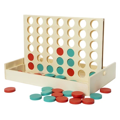 four in a row wooden game