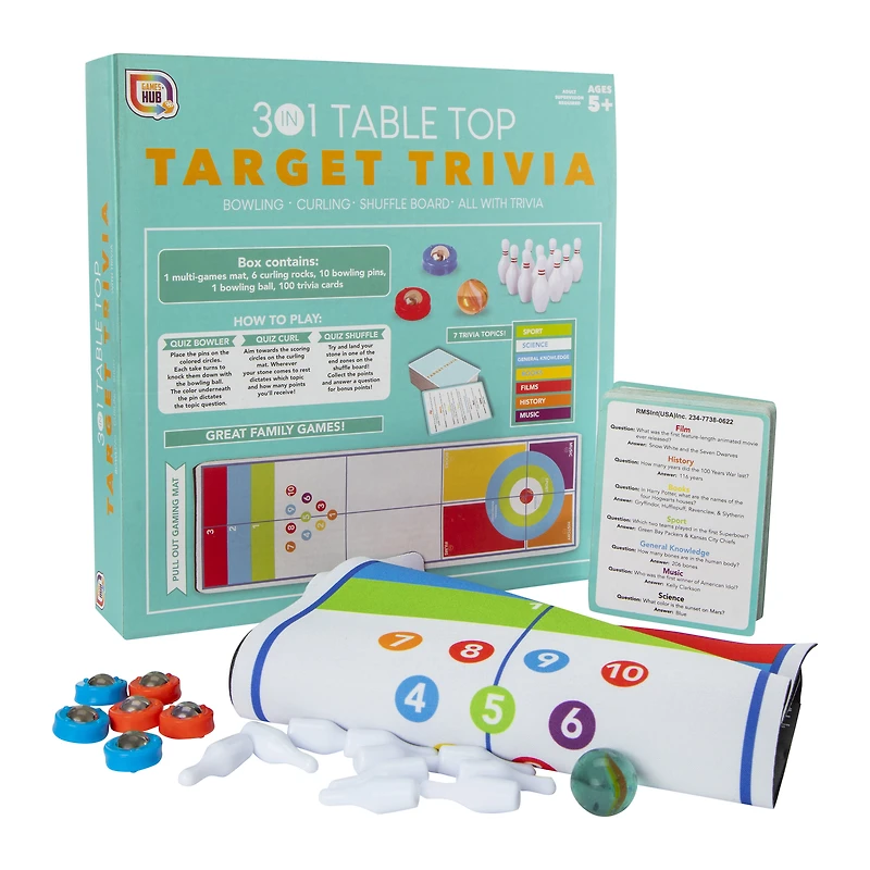 3-in-1 target trivia board game