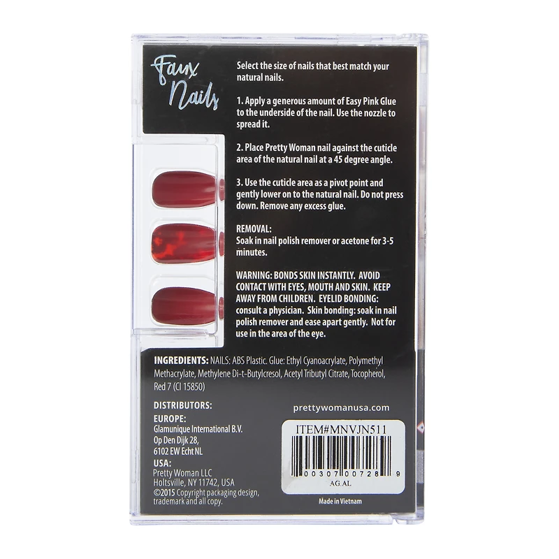 pretty woman faux nails 24-piece set with nail glue - spiderweb