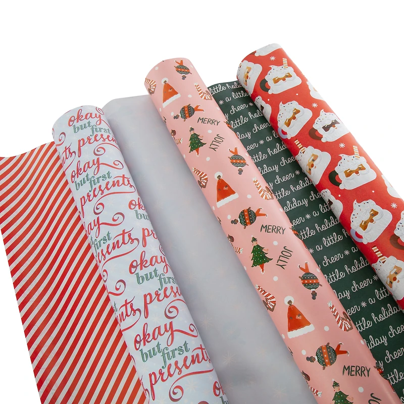 3-pack reversible holiday gift wrapping paper 60 sq ft