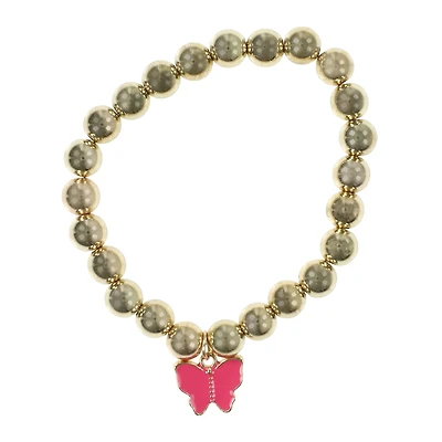 gold beaded charm bracelet