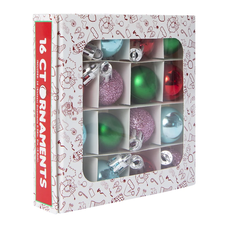 mini christmas tree ornaments 16-count