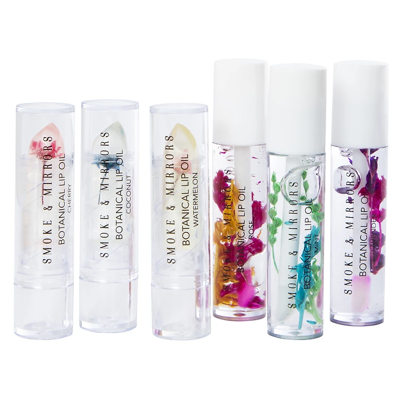 smoke & mirrors clean beauty flower lip balm & lip oil 6-piece set
