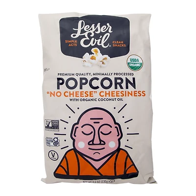 lesser evil® organic popcorn 'no cheese' cheesiness 4.6oz