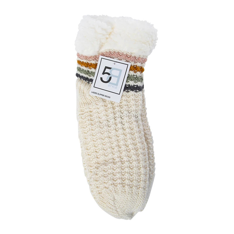 Ladies Knit Sherpa Bootie Cabin Socks