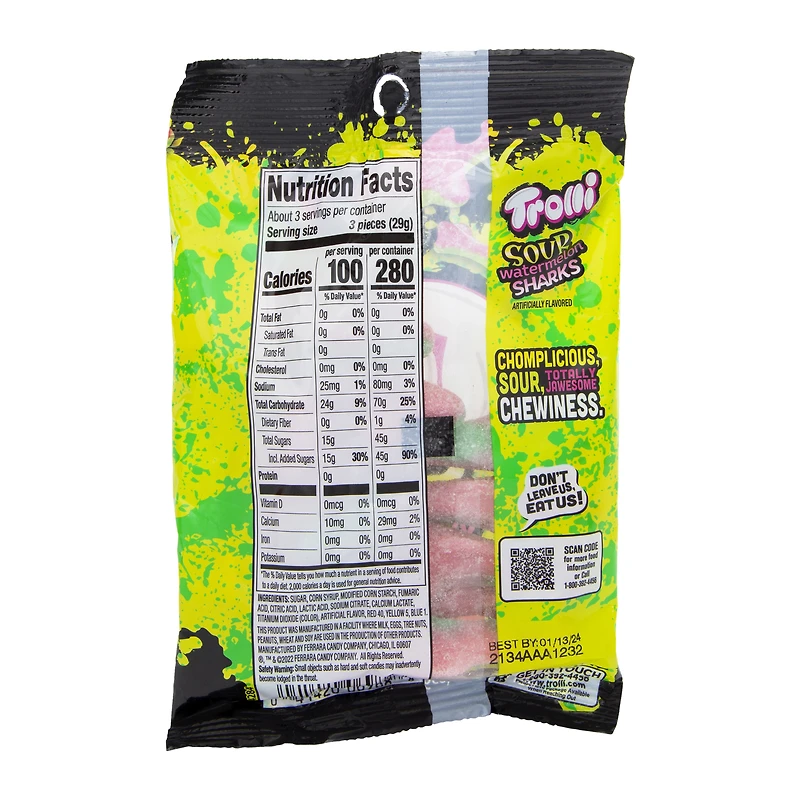trolli® sour watermelon sharks gummi candy 3oz