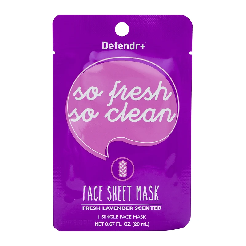 defender+™ 'so fresh, so clean' lavender face sheet mask 0.67oz