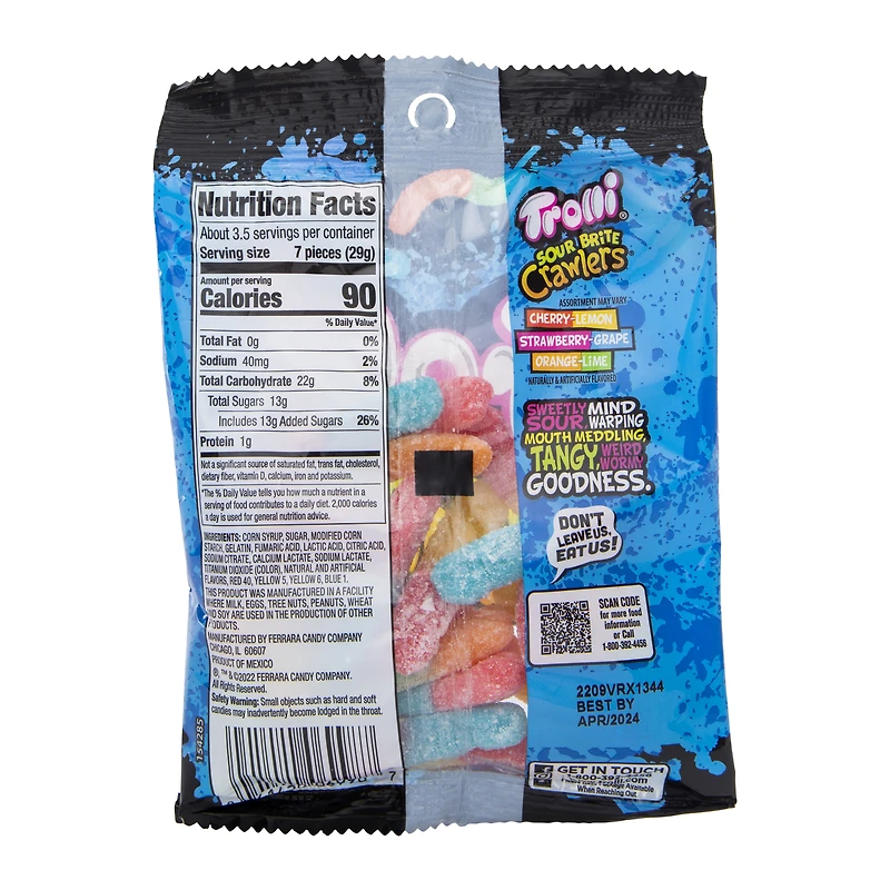 trolli® sour brite crawlers 3.4oz candy bag