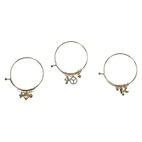 gold charm bracelets 3-count set