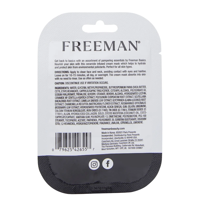 freeman® basics protective ceramides cream face mask 0.33oz