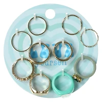 10-pack 'love yourself' gold & acrylic rings