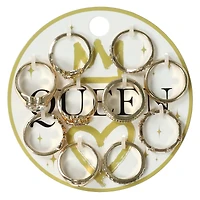10-pack 'queen' gold crown rings