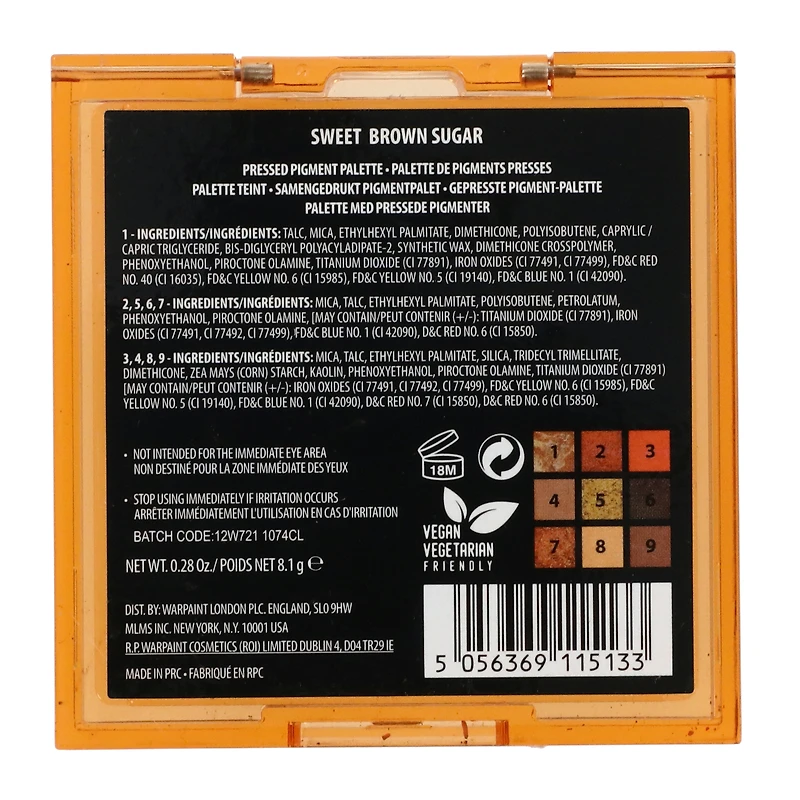 w7® sweet brown sugar pressed pigment palette