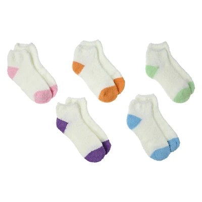 5-Pack Ladies Fuzzy Quarter Crew Socks