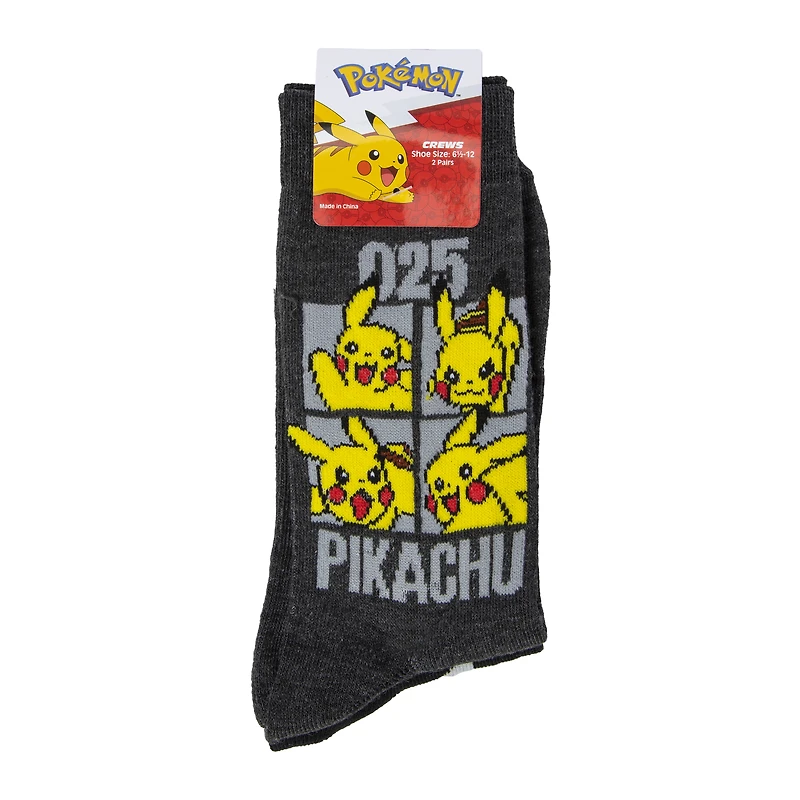2-pack pikachu™ young men's crew socks