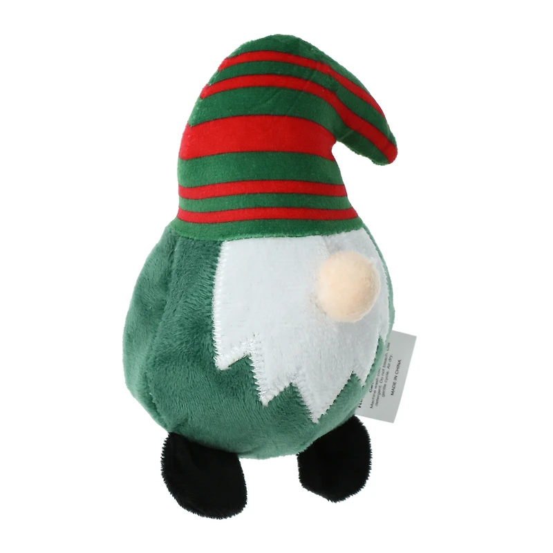 holiday gnome squeaker ball dog toy 6in x 3in