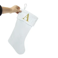 cream monogram stocking 18in