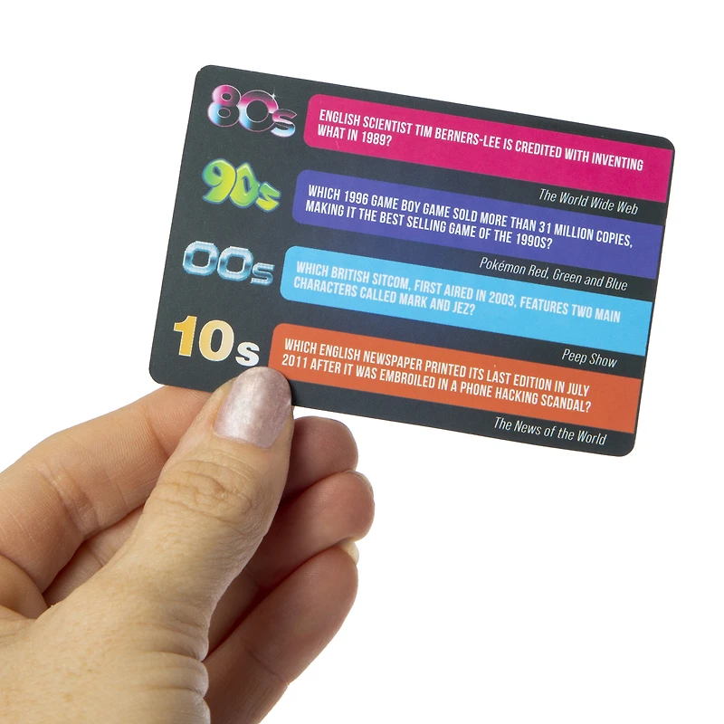 battle of the decades trivia game 50-cards