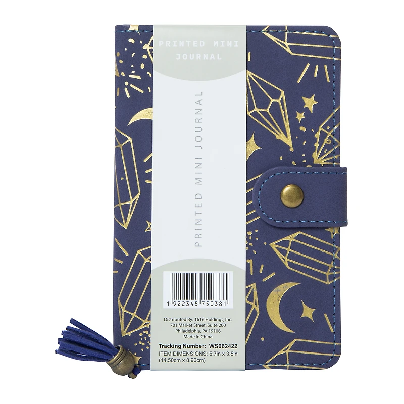 printed mini journal with snap 3.5in x 5.7in