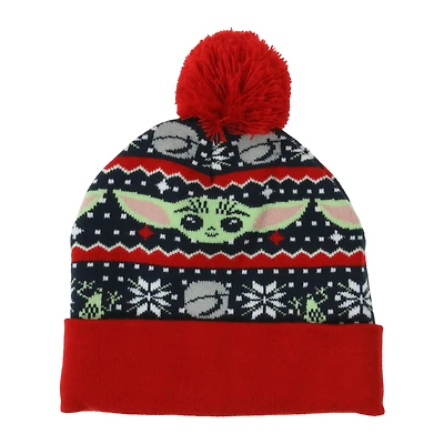 Disney Star Wars Mandalorian holiday Grogu pom beanie