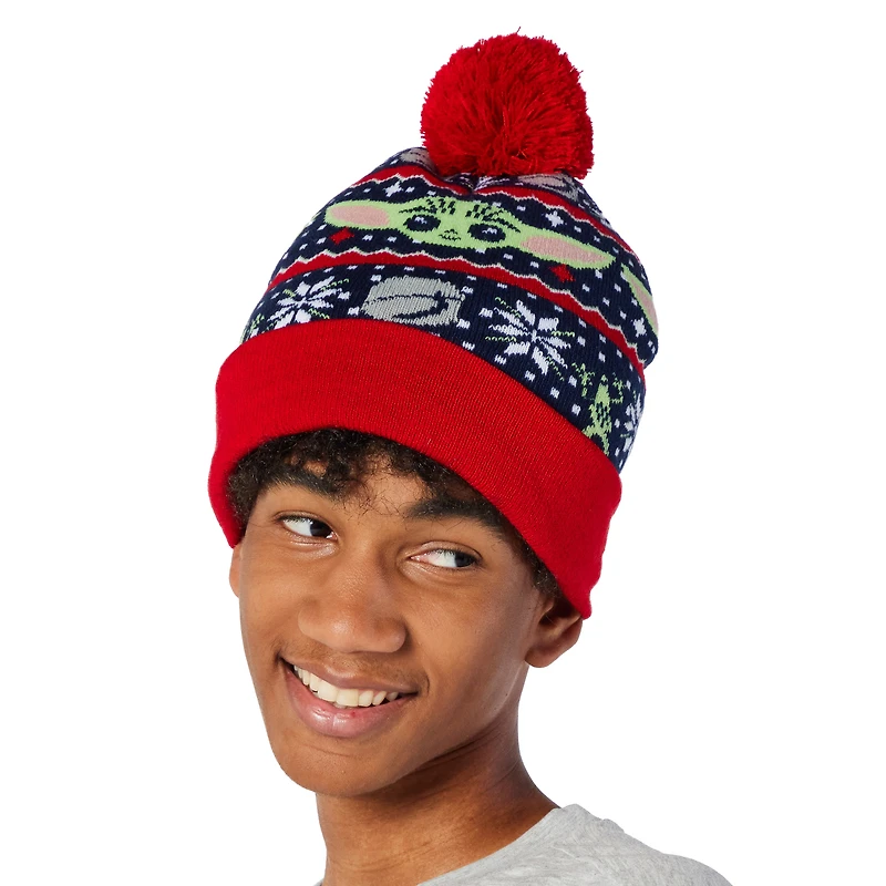 Disney Star Wars Mandalorian holiday Grogu pom beanie