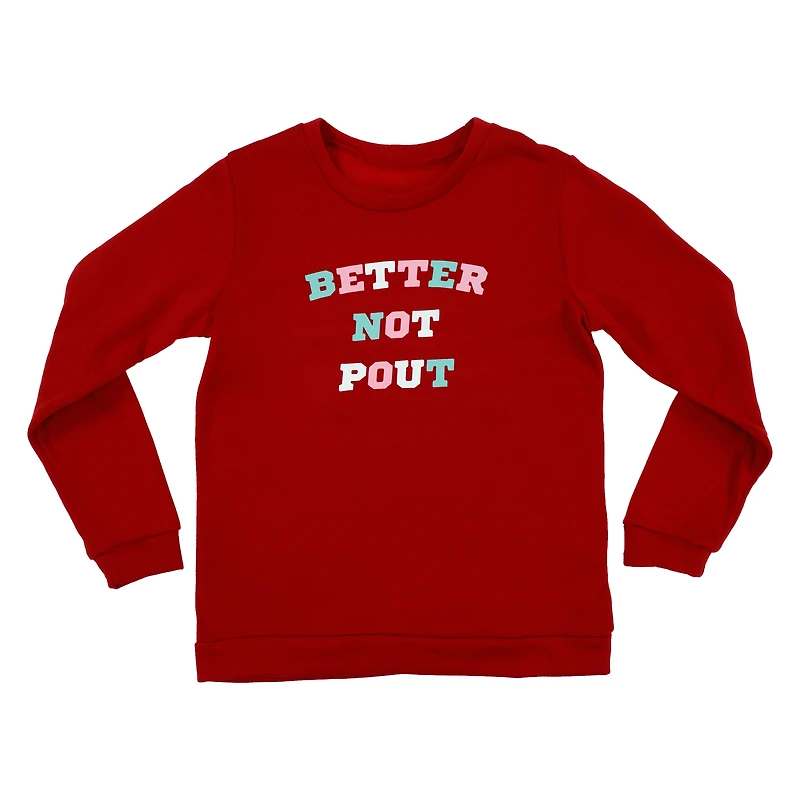juniors holiday sweatshirt - ‘better not pout’