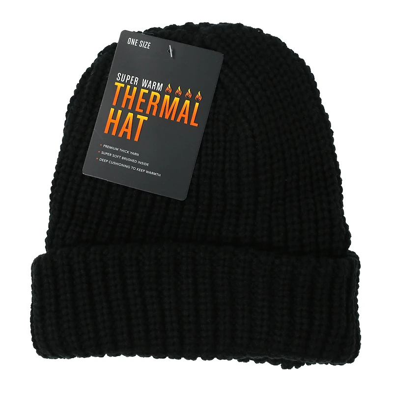 waffle knit thermal beanie hat