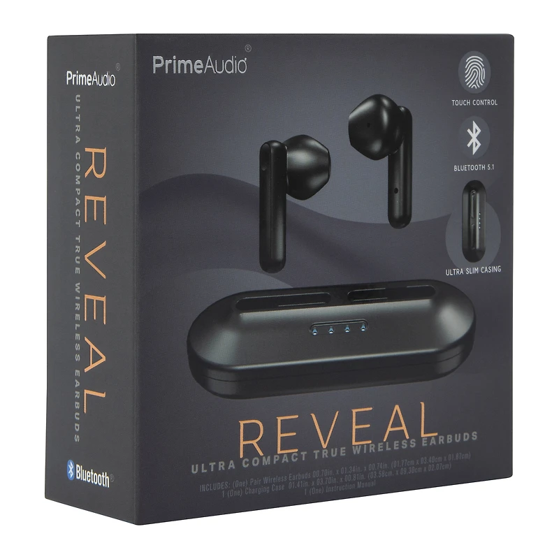 bluetooth® reveal ultra compact earbuds with mic & charging case
