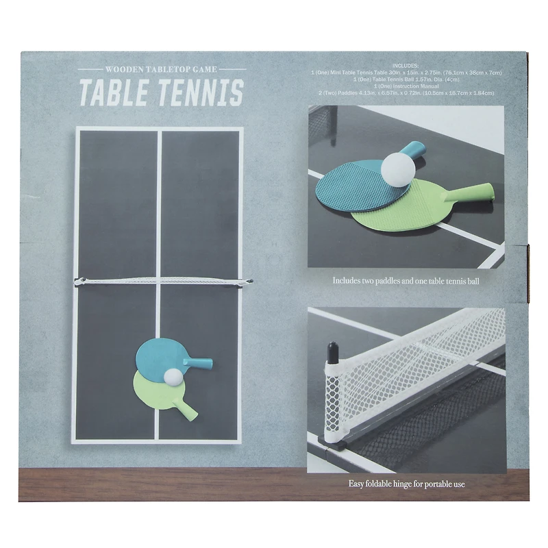 wooden table tennis tabletop game 30in x 15in