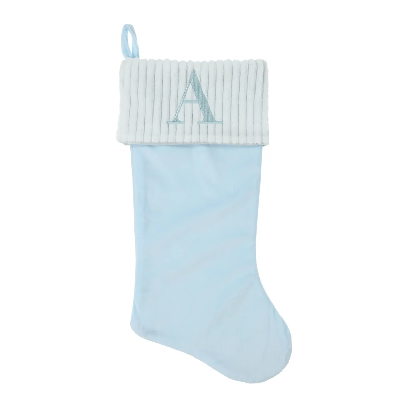 blue monogram christmas stocking