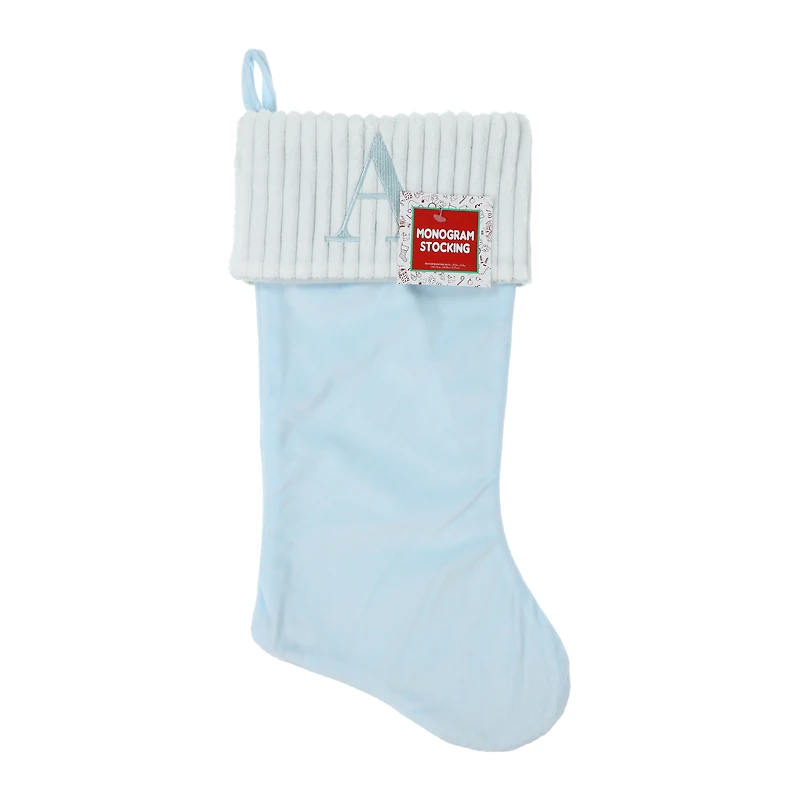 blue monogram christmas stocking