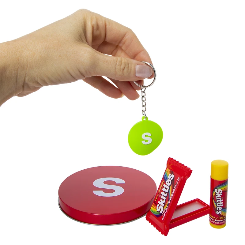 skittles® flavored lip gloss beauty tin set
