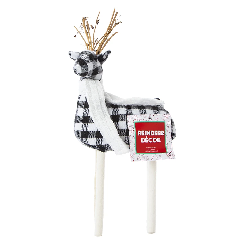 standing plaid reindeer decor 12in