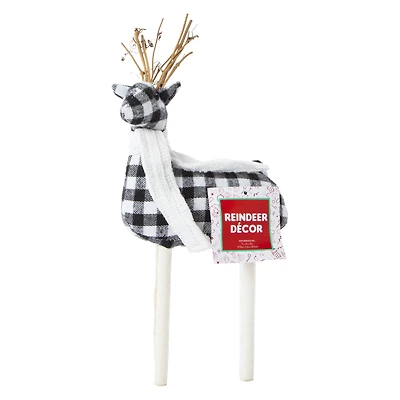 standing plaid reindeer decor 12in
