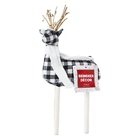 standing plaid reindeer decor 12in