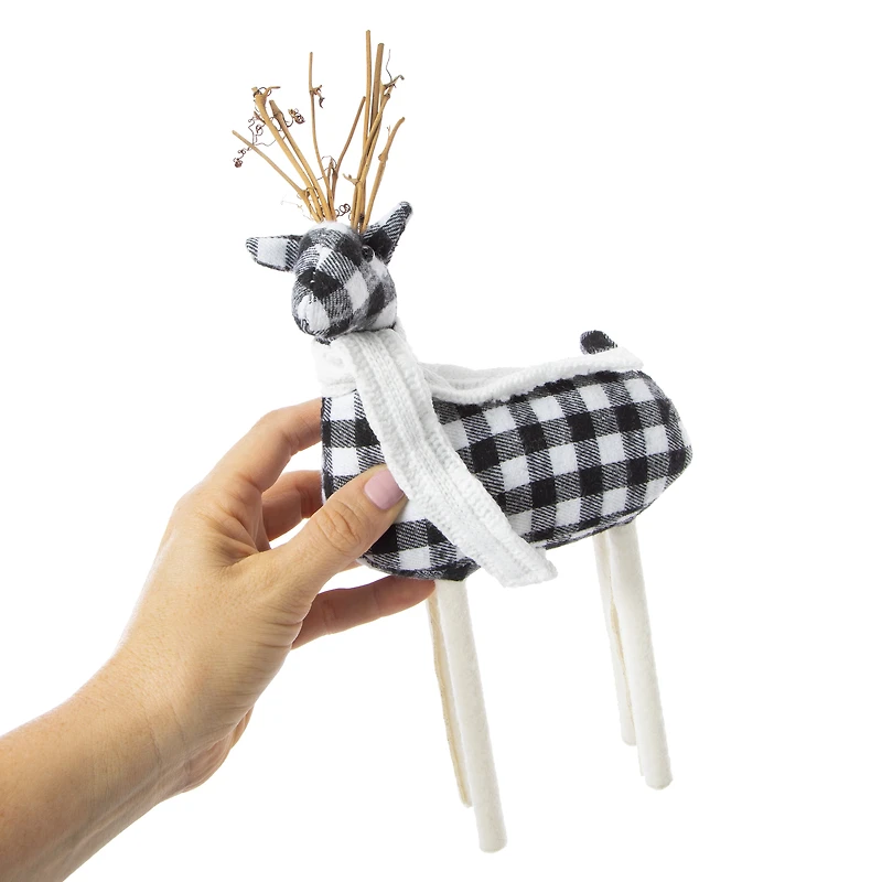 standing plaid reindeer decor 12in