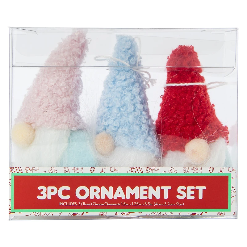 gnome christmas ornament set 3-piece
