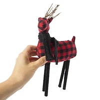 standing plaid reindeer decor 12in