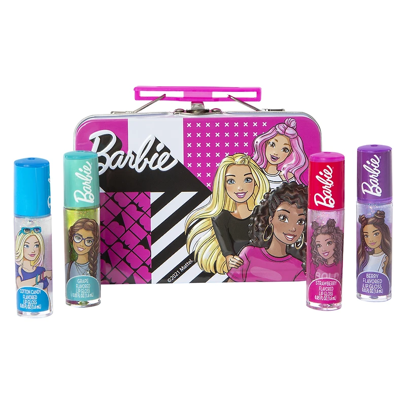 barbie™ roll-on flavored lip gloss 4-pack w/ tin