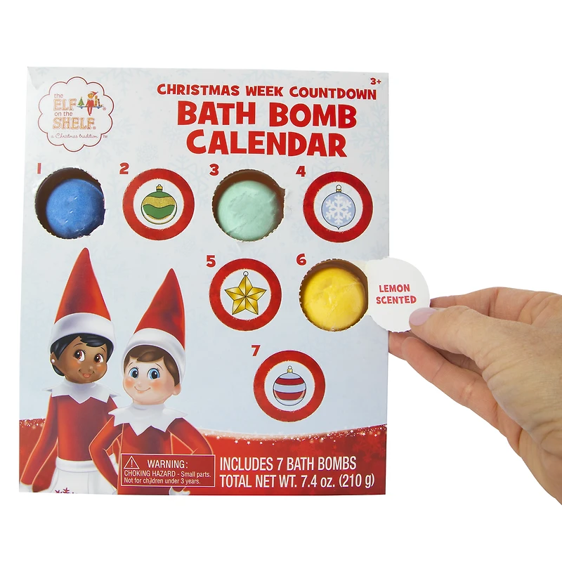 elf on the shelf® christmas week countdown bath bomb advent calendar 7-count