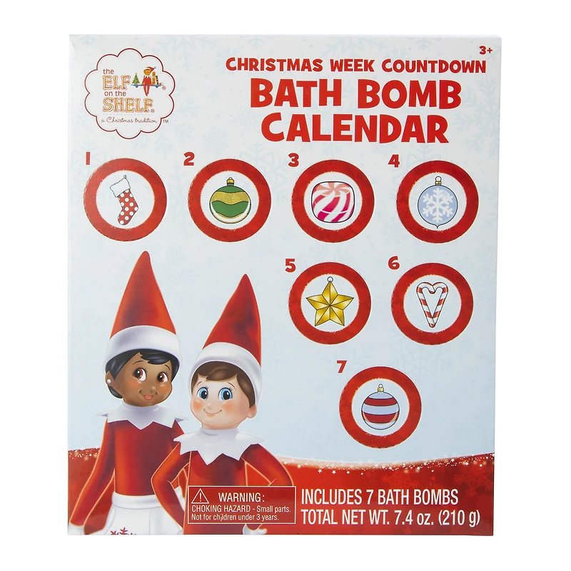 elf on the shelf® christmas week countdown bath bomb advent calendar 7-count