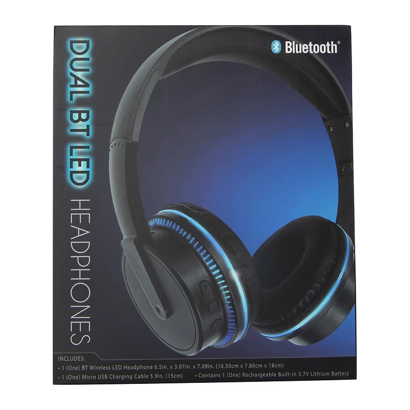 dual bluetooth® LED wireless headphones