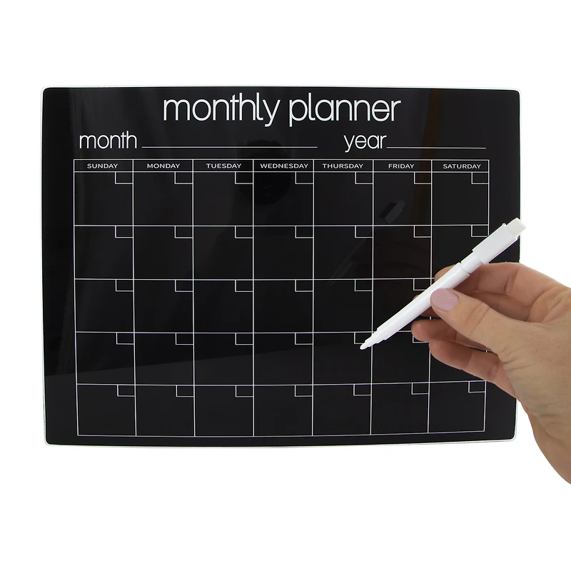 dry erase glass monthly calendar planner 12in x 16in